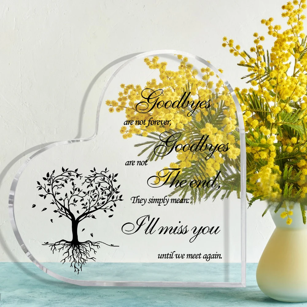 2D Flat, 1pc Heart-Shaped Memorial Decoration with Goodbye Quote - Sympathy Gift for Loss of Parents, Partner, Friend