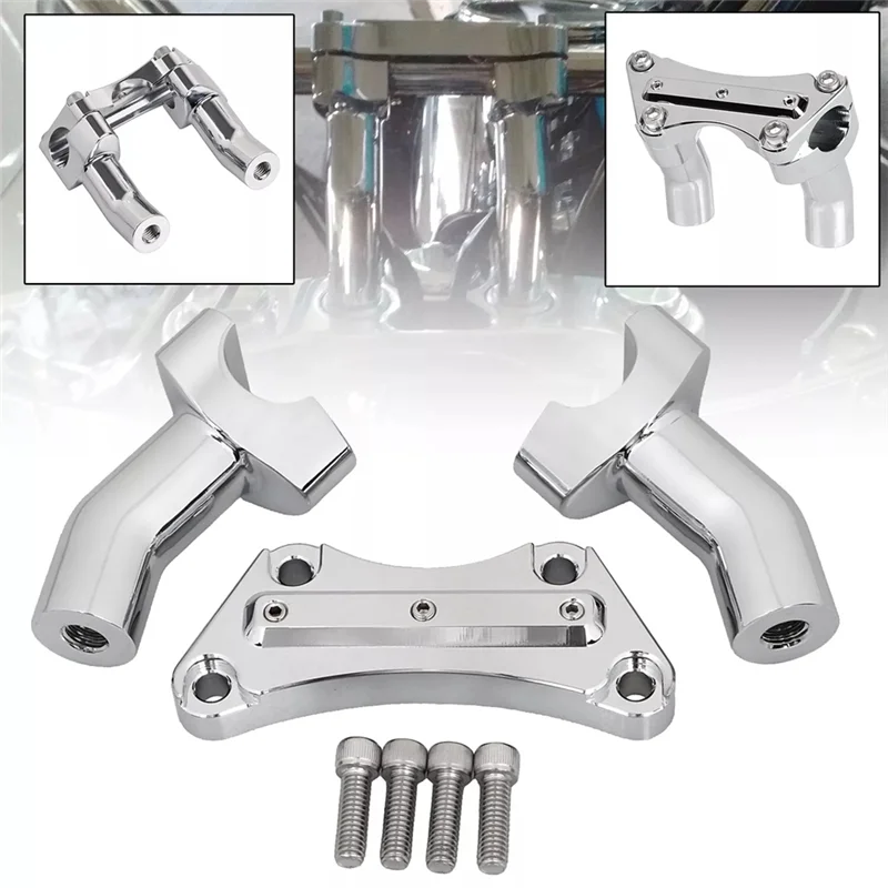 

Lasting Chrome 4" Tall Handlebar Risers Top Clamp For Tour Glide Dyna Road King Aluminum Handlebar Riser Handlebar Riser
