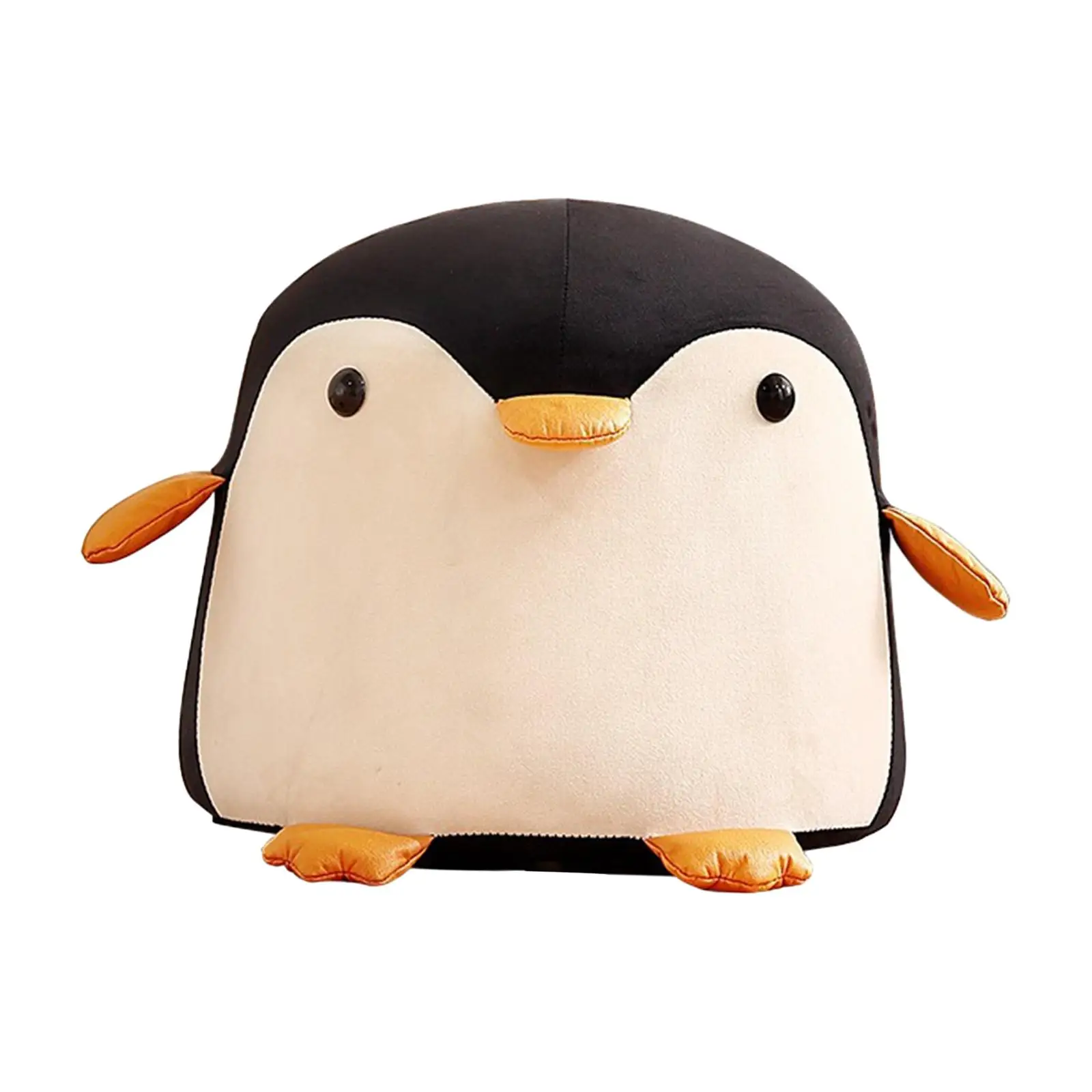 Cute Penguin Footstool Low Stool Portable Upholstered Ottoman Bench for Bedroom Living Room Dorm Decor