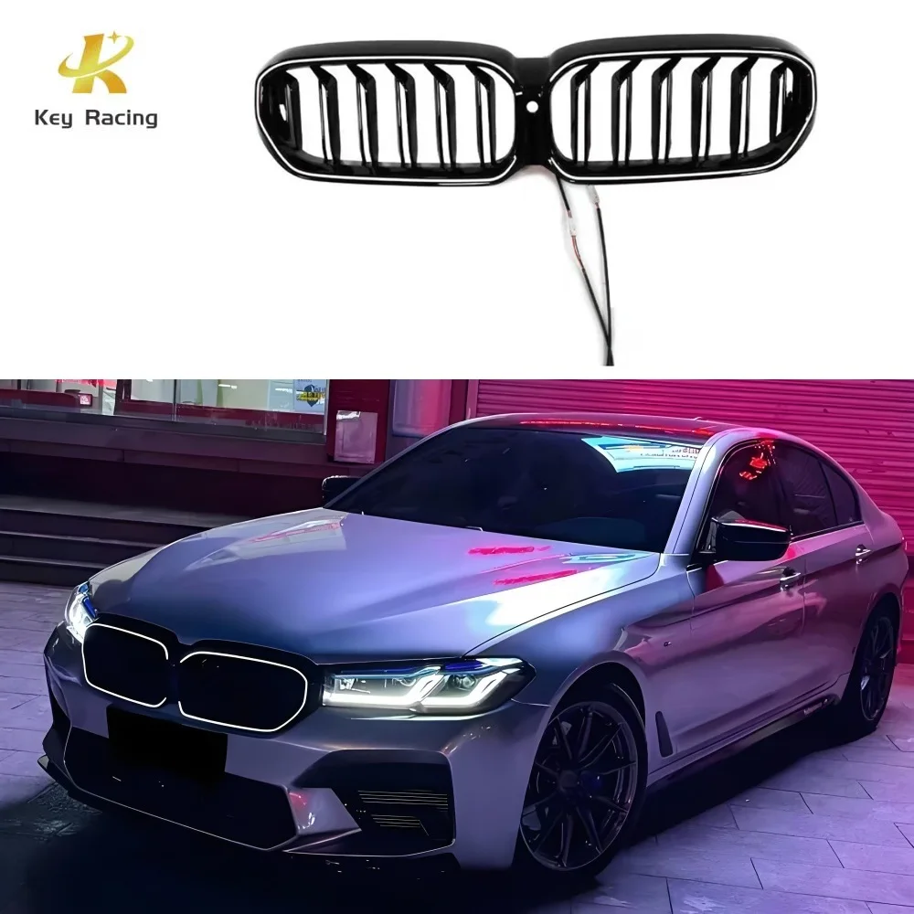 

Для BMW 5 серии G30 G38 G31 LCI 540i M550 530i 2021-2023: Светодиодная решетка радиатора, светящаяся решетка, автомобильные аксессуары
