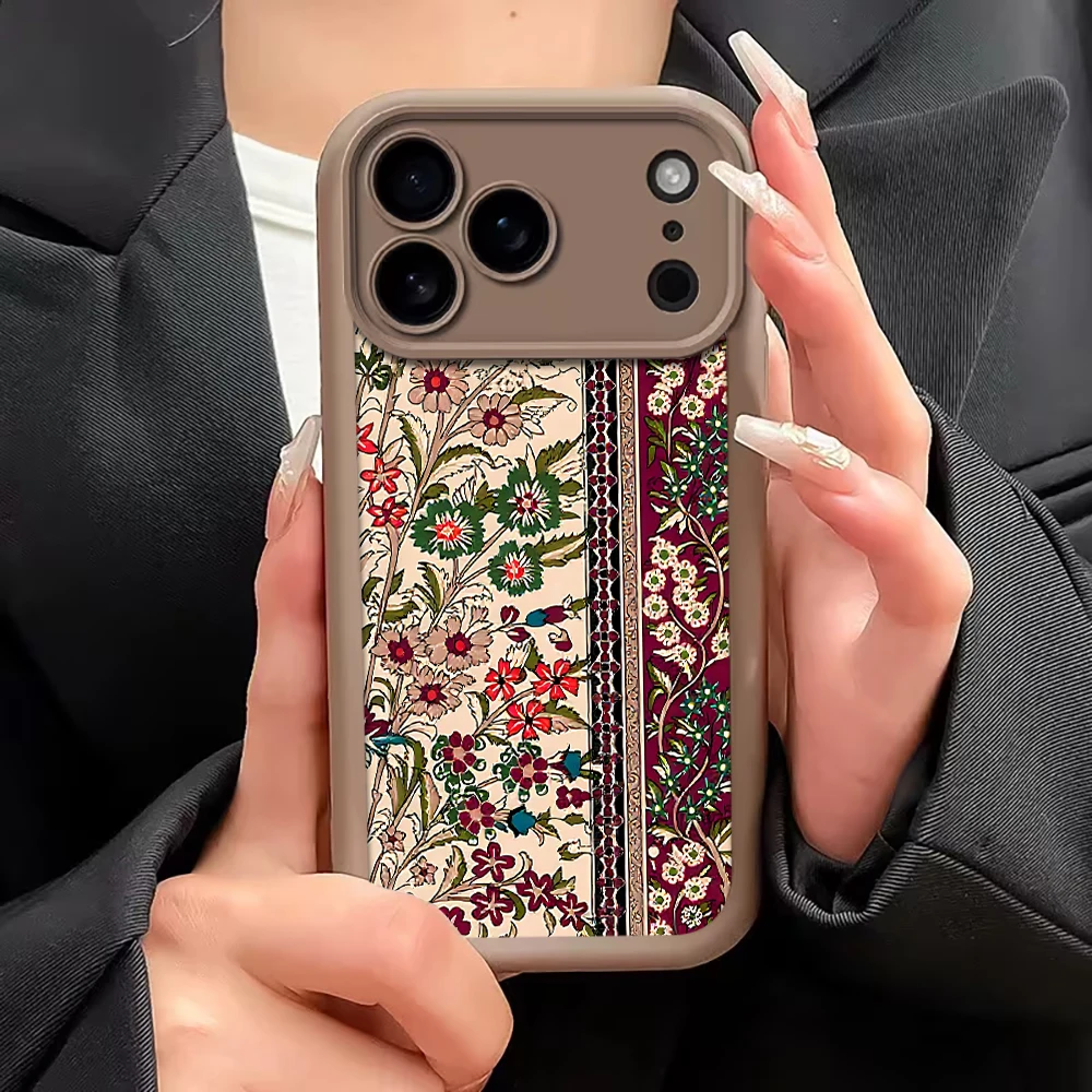 Bohemian Red Floral Stripe Design Case For Samsung Galaxy S25 S24 S23 Ultra S22 S21 Plus FE A36 A34 A33 A56 A55 A54 A53 Cover
