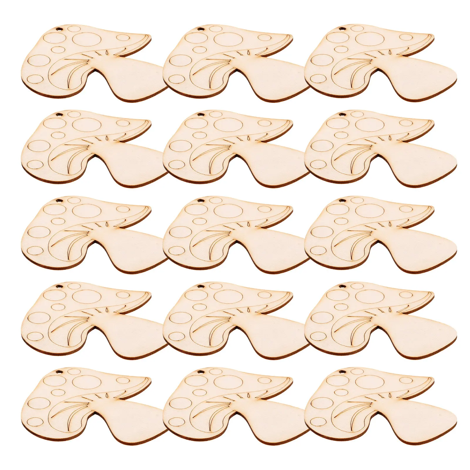 30Pcs Paintable Wooden Mushroom Cutouts Blank Wood Craft Disc DIY Decorations Unfinished Wood for Painting 3.14x3.03x0.12