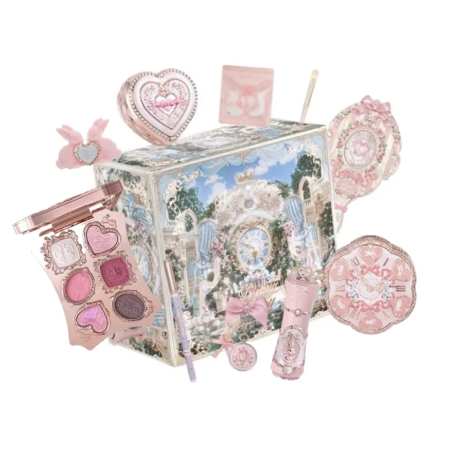 Flowerknows Garden Collection Lip Cream Blush Air Cushion CC Cream Liquid Foundation Eye Shadows Palette Makeup Set 10pcs