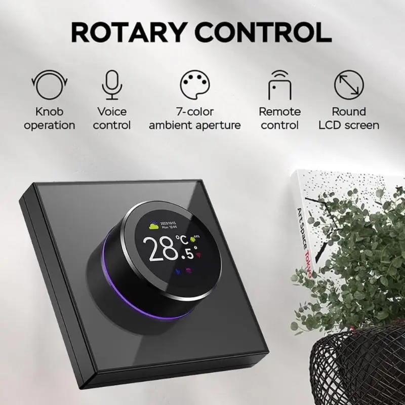 WiFi Activated Voices Control Small Thermostat with Rotating Knob Modern Programmable Thermostat Voices Command for Home 37JD