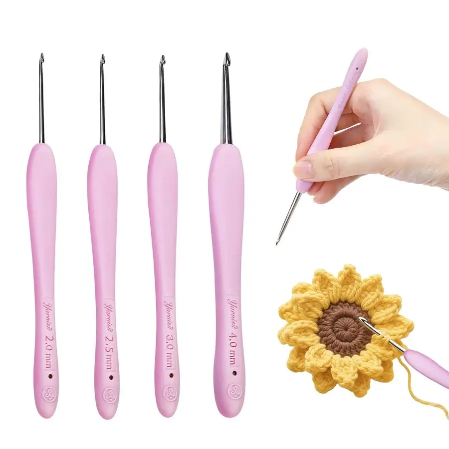 

Apex Crochet Hooks Set with Case 2.0mm4.0mm,HandPolished Stainless Steel Crochet Hooks with Ergonomic Handle, Pointed Crochet Ne