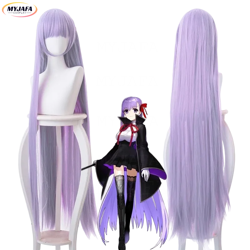 FATE  FGO Matou Sakura Cosplay Wig 120cm Long Straight Purple Heat Resistant Synthetic Hair Wigs + Wig Cap