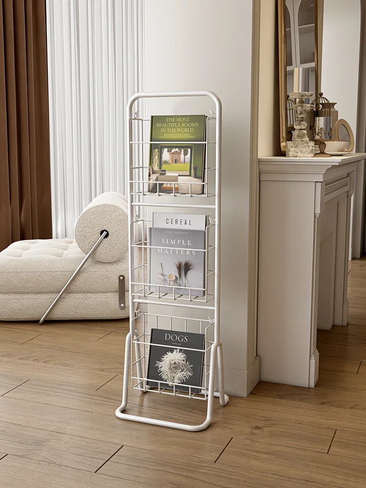 Eisen vom Boden bis zur Decke Wand-Magazin-Display-Rack stabil große Kapazität kreative drei schicht ige Bücherregal Home Storage Racks