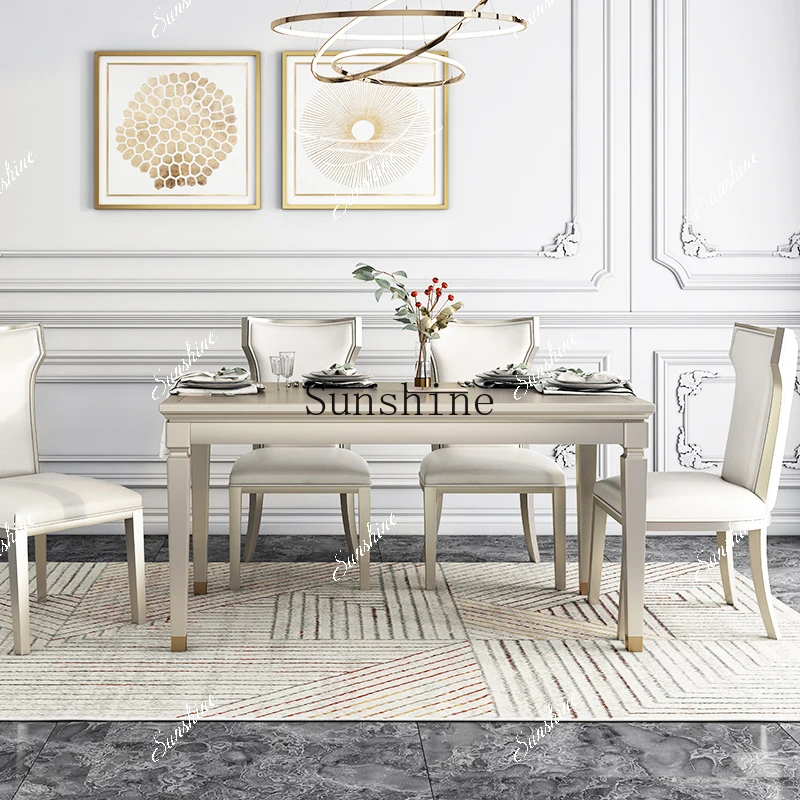 

American light luxury household rectangular table for 6 people modern simple small apartment FT