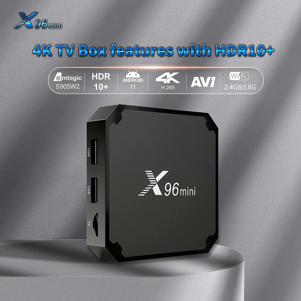 New Version X96 Mini TV Box Android 11.0 Smart TV Box Amlogic S905W2 2.4G/5.8G WiFi Support 4K H.265 HEVC Set Top Box X96mini