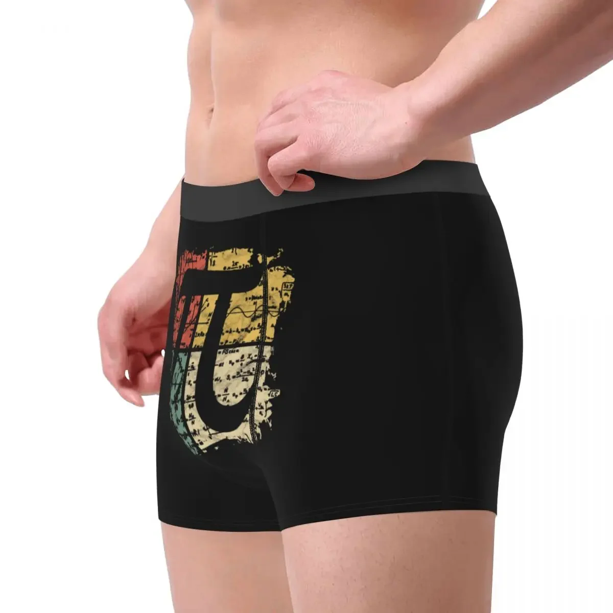 Novelty Boxer Retro Square Pi Symbol Shorts Panties Man Underwear Math Equations Polyester Underpants for Homme Plus Size