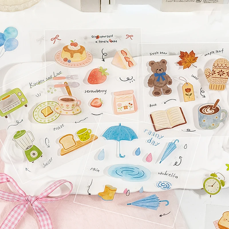 Mr.Paper 20 Sheets/Book Four Seasons PET Sticker Book, Cute Cozy Daily Decorative Stickers for Scrapbooking & Journaling