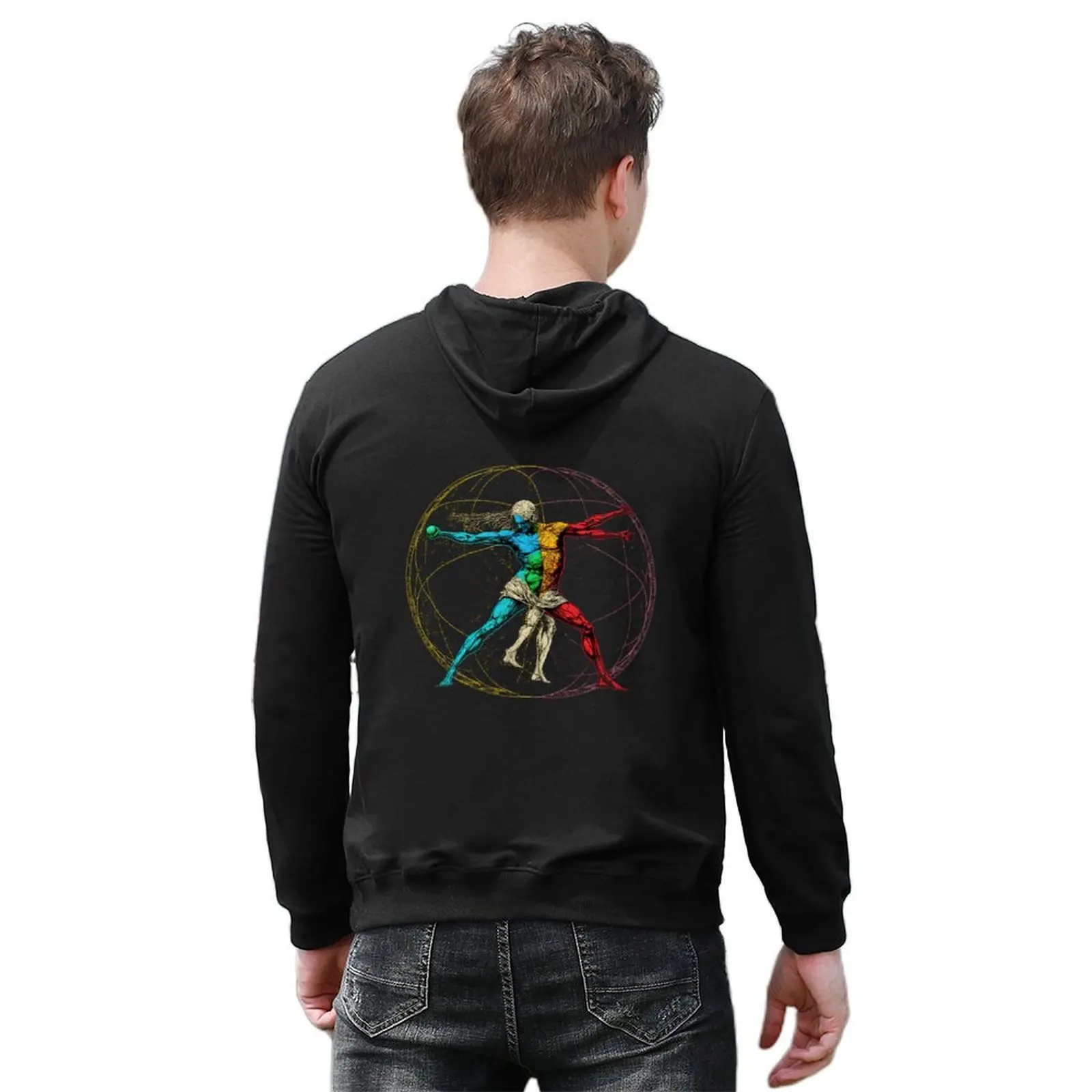 Monde de Vitruve-homme anatomique, anatomie de Vitruve, sweat à capuche Globe 3D chemise à capuche mode hommes vêtements pour hommes sweat à capuche d'automne