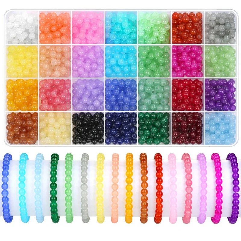 2800PC 6Mm Glass Beads For Bracelets, 56 Colors Crystal Beads For Jewelry Making, Bracelet Making And DIY Crafts