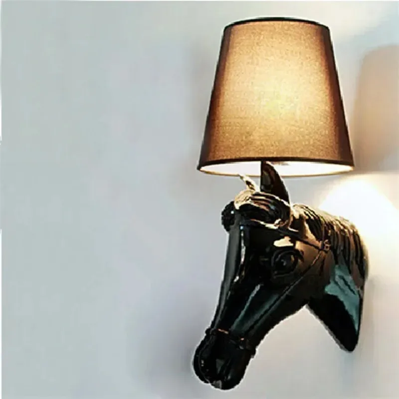 Creative Nordic Modern European Horse Bedroom Bedside Wall Lamps Aisle Led Wall Lights Stair Lights