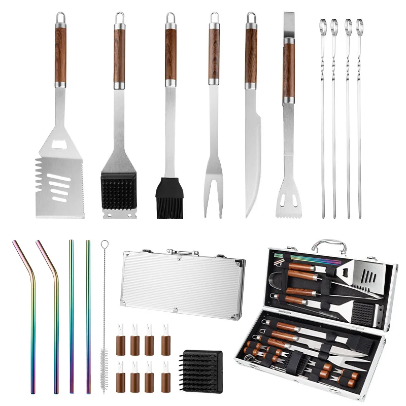 

BBQ Set, Stainless Steel BBQ Tools BBQ Outdoor Accessories Outdoor Picnic Portable Gear
