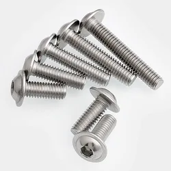 1/5/10/50 piezas, M3, M4, M5, M8, A2, 304, de acero inoxidable, hexagonal, Allen, botón medio redondo, cabeza de brida con arandela, tornillo