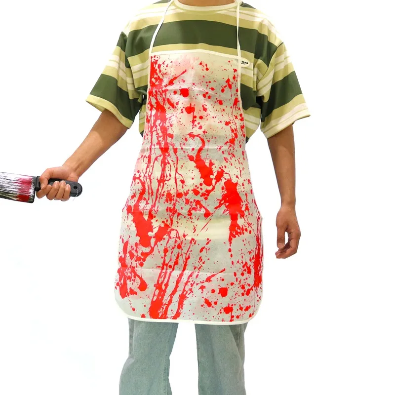 

2024 New Blood Apron Cosplay Butcher Apron Parody Prank Horror Blood Handprint Apron