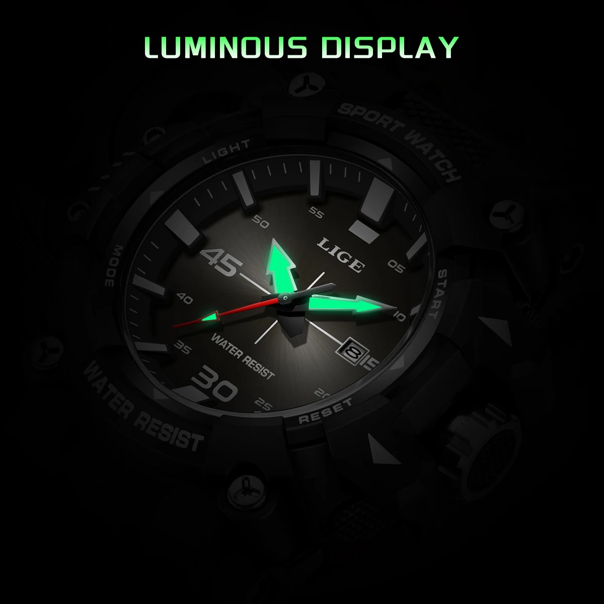 LIGE العلامة التجارية الأعلى G نمط العسكرية الرجال الساعات الذكور موضة الرياضة مقاوم للماء كوارتز ساعات المعصم تاريخ السيارات ساعة Relogio Masculino