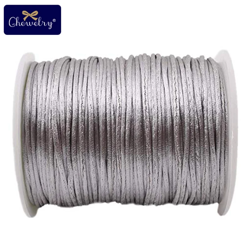 Lassen Sie uns 1pc 1mm 80m Satin Seide Seil Nylons chnur bunte Baby Beißring Zubehör Beiß kette Halskette Rattail Schnur DIY Werkzeug Spielzeug machen – Detail 20