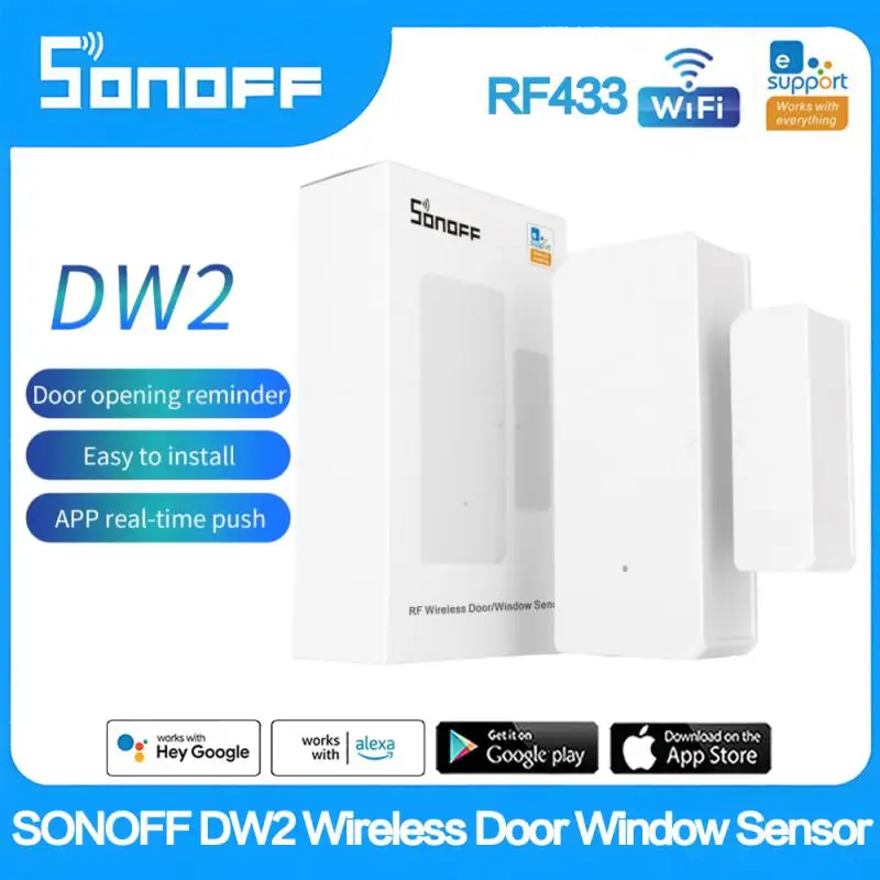 SONOFF DW2 Samrt Door Window Alarm Sensor RF 433Mhz Wireless Magnetic Door Window Detector Anti-Theft Alarm Smart Home Security