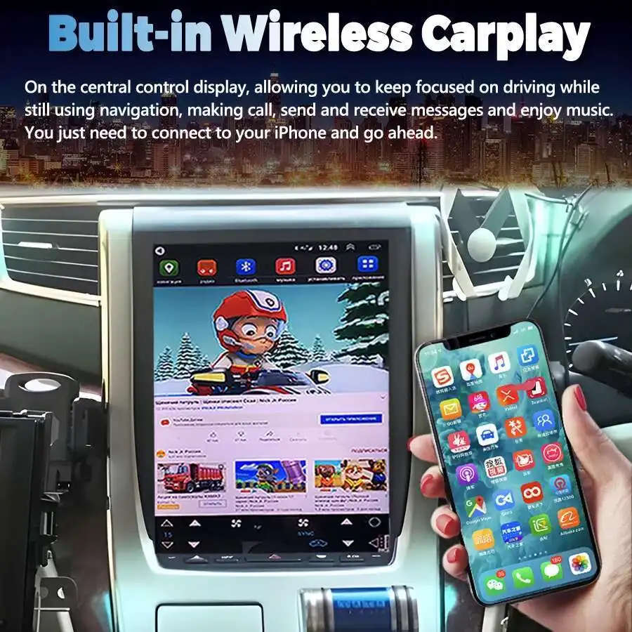

12.1" Vertical Screen For Toyota Vellfire 2008 - 2014 Car Radio Android IPS Multimedia Player GPS Navigation Carplay No 2Din DVD