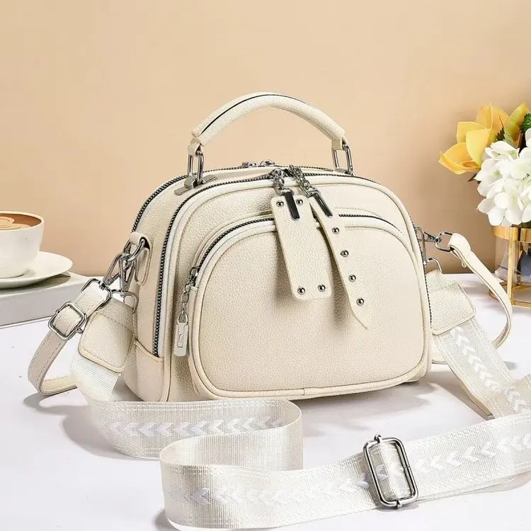 

Винтажная мягкая кожаная сумка с широким ремешком — маленькая квадратная сумка премиум-класса, просторная сумка через плечо