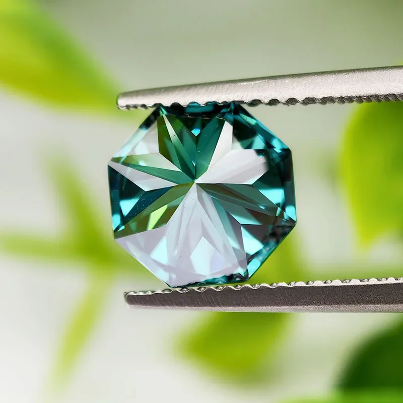 

Emerald Green Octagonal/8 Hearts Cut Moissanite Stone Lab Diamond Gemstone Passed Diamond Test With GRA for Jewelry Making