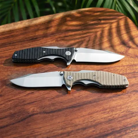 Outdoor Tactical Bearing Knife 9Cr18MoV Steel Blade G10 Handle Pocket Clip Camping Portable Folding Knife Wilderness Exploration Essential Tool