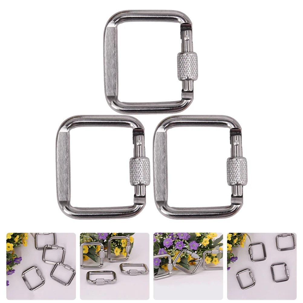 

3 PCS Camping Button Toy Practical Buckle Carabiner for Outdoor Key Chain Heavy Aluminum Climbing Square Carabiners
