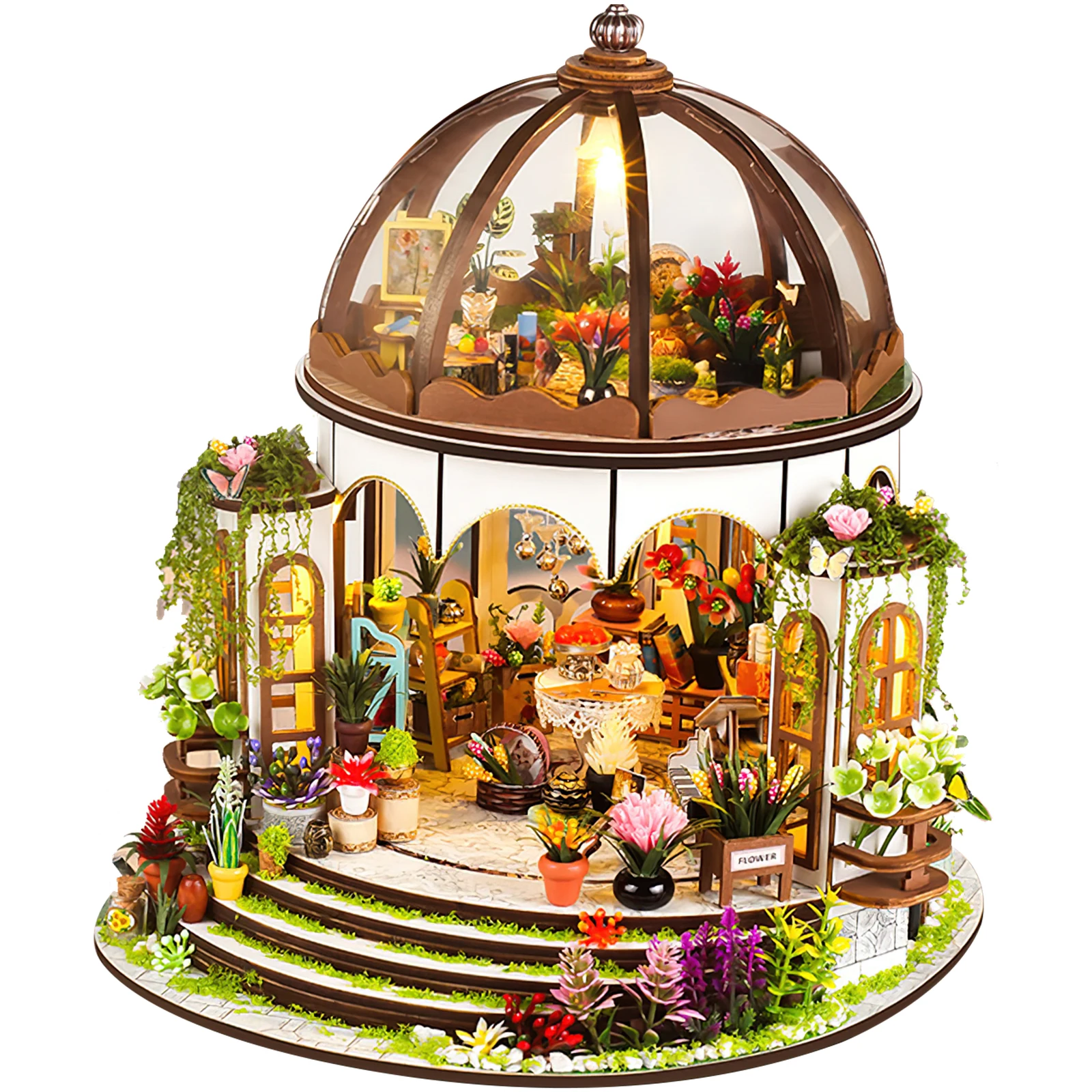 

DIY Miniature Dollhouse Kit 3D Wooden Dollhouse Making Kit with LED Lights and Furniture Handmade Miniature House Kits for Decor