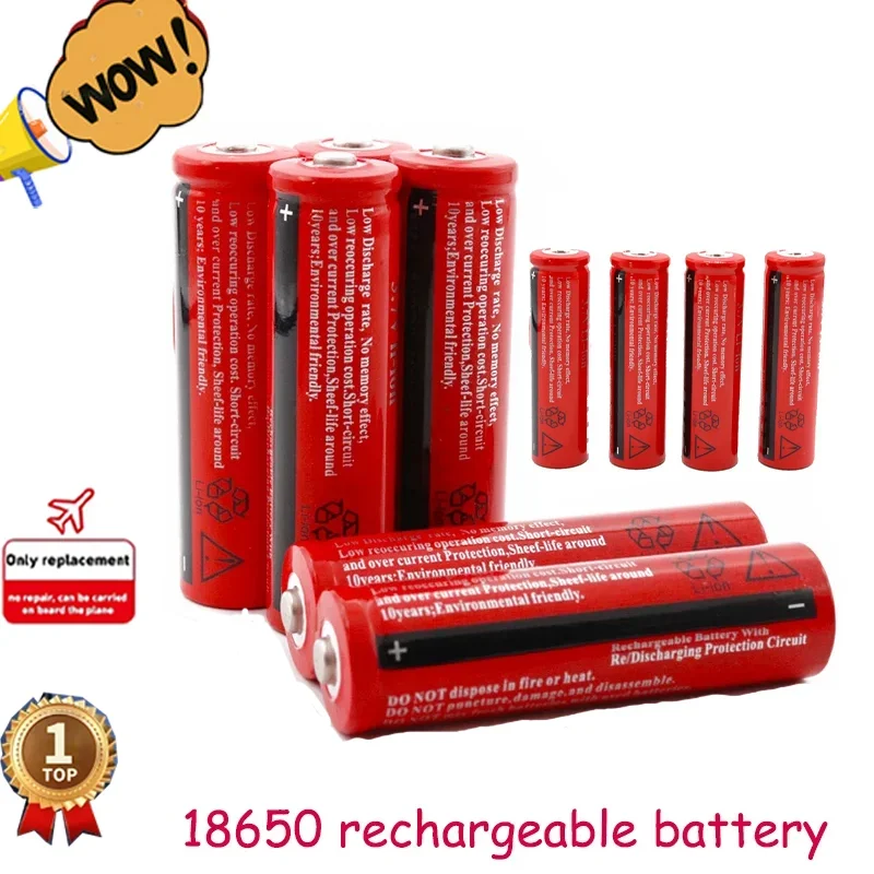 2024 New 18650 Battery 3.7v  6800mah Rechargeable Lithium-ion Battery for Headlamp Flashlight Lithium Game Console Toys Battery