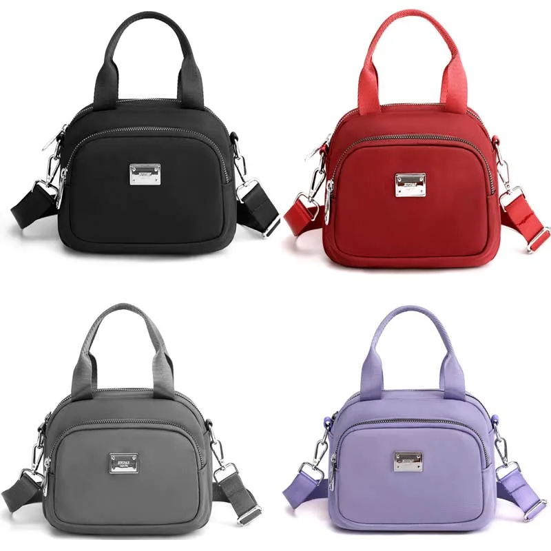 

DHL30pcs Messenger Bags Women Nylon Plain Square Double Zipper Small Handbag Mix Color