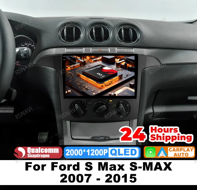 

Автомобильный радиоприемник Android 15 для Ford S Max S-MAX 2007-2015 Беспроводной Carplay Auto DSP Viedo Player Авторадио головное устройство 4G LTE QLED BT
