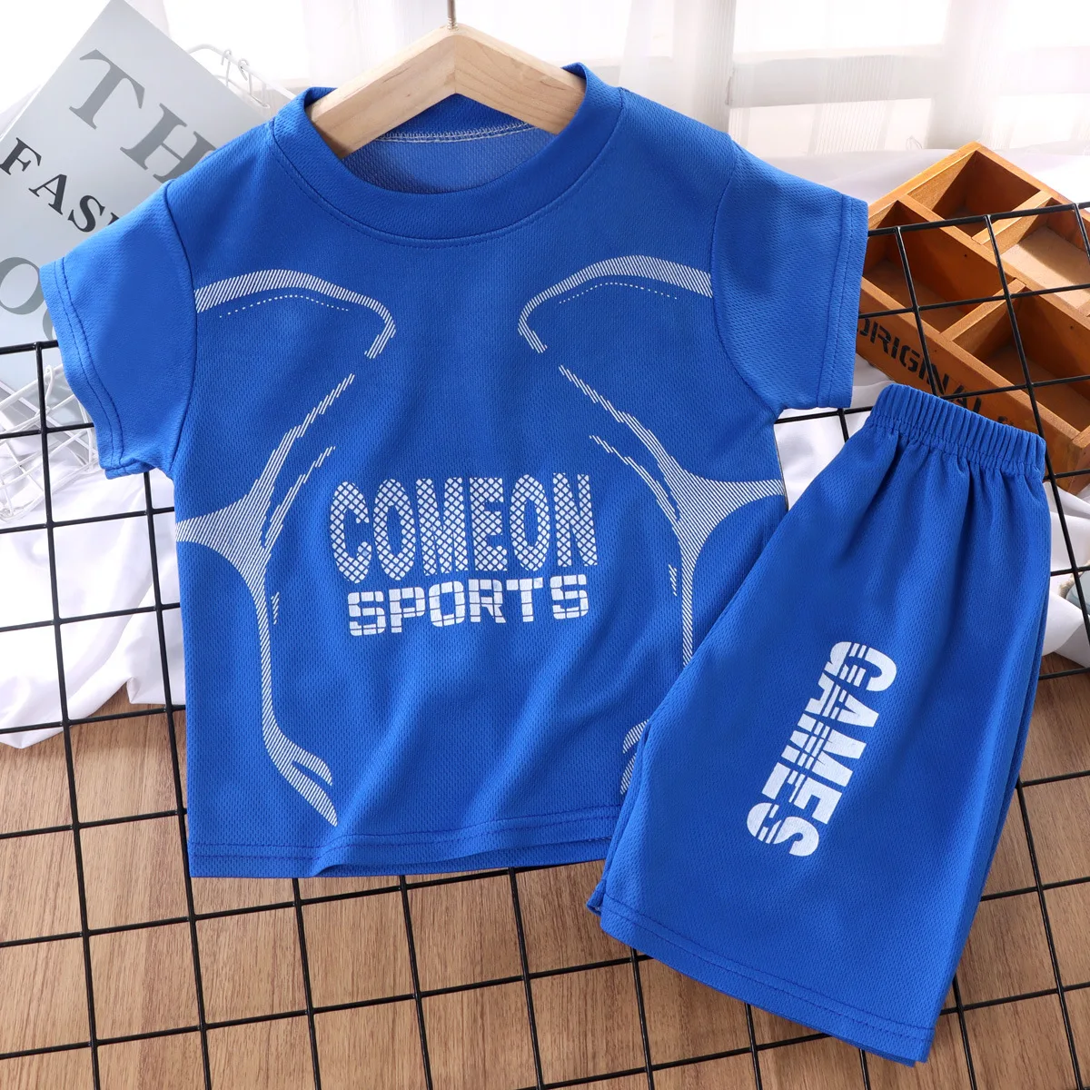 

Summer quick-drying mesh suit children's short-sleeved sports clothing 2pcs set Kids Infant children's basketball uniforms