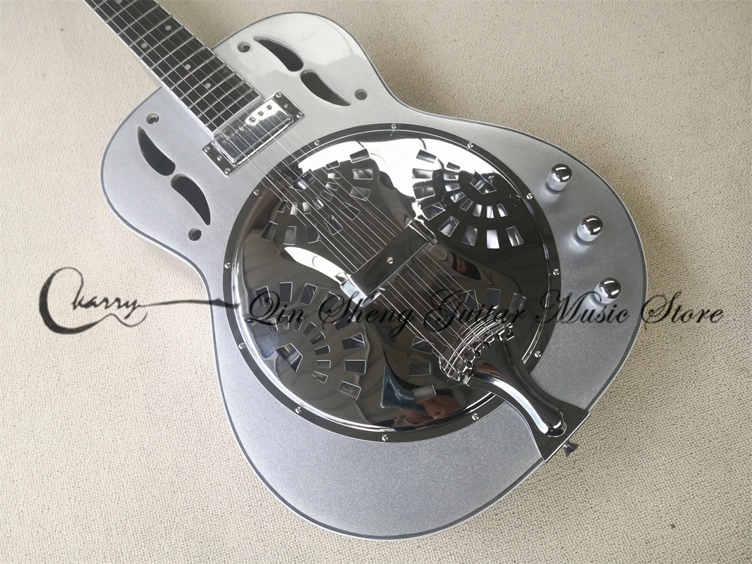 Resonator Guitar, Stainless Steel Silver Pink Guitar, Resonator Body, Chrome Tunes