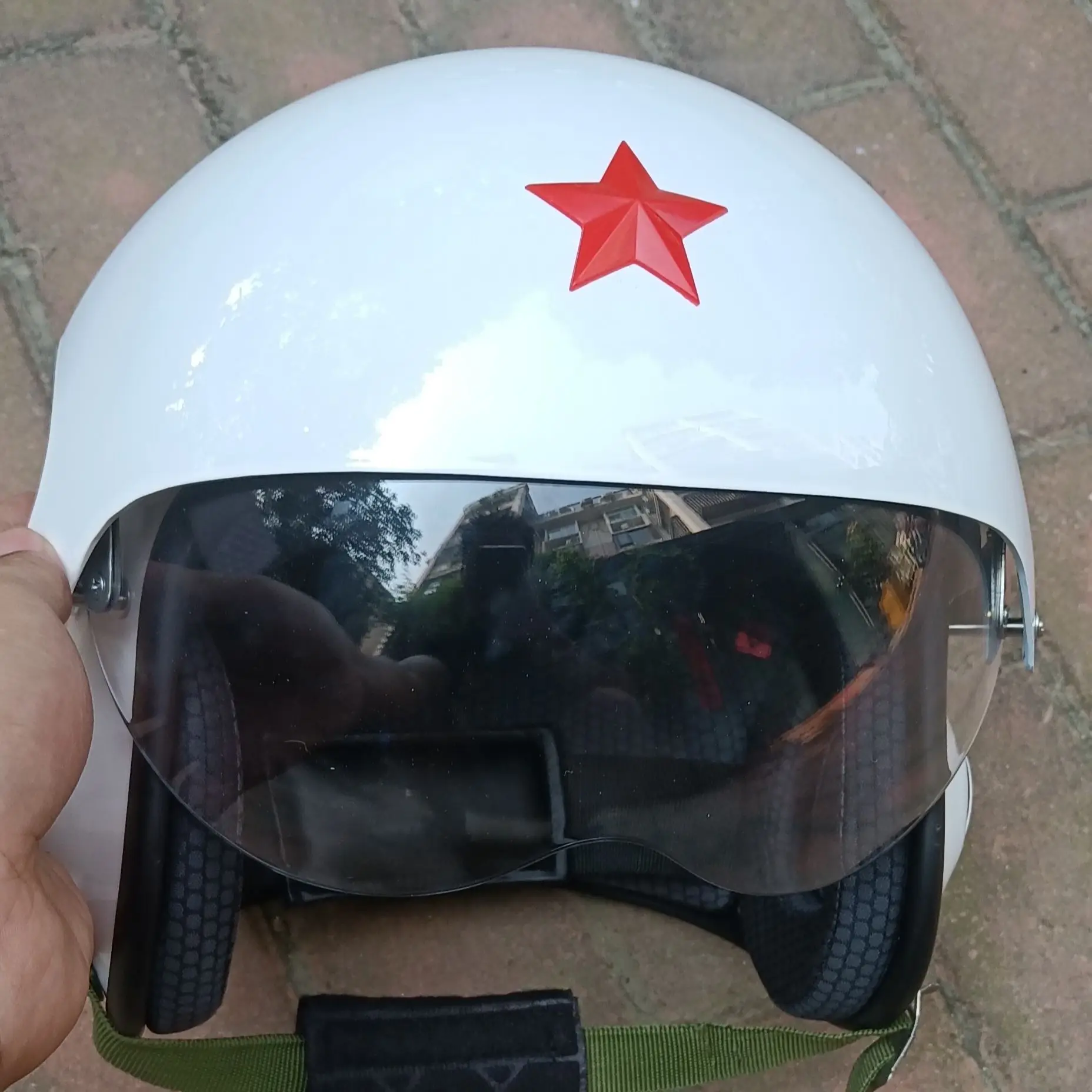 New Pilot Helmet Personalized Electric Motorcycle Riding Helmet Double Lenses Can Be Fitted with Oxygen Mask Flight Helmet