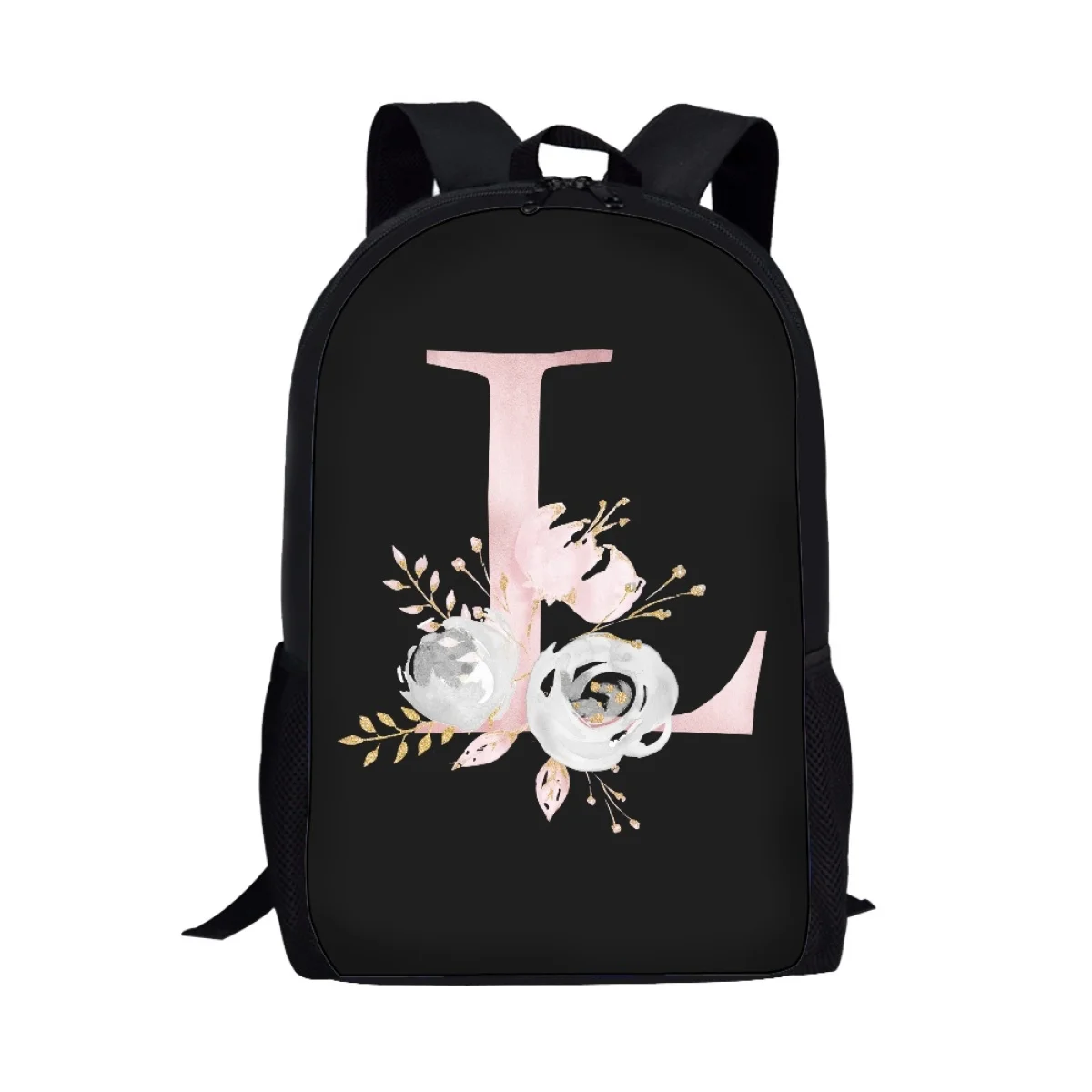 Mochila Art Letter Flower Design, mochila escolar para homens e mulheres, mochilas casuais de viagem para adolescentes para meninas e meninos