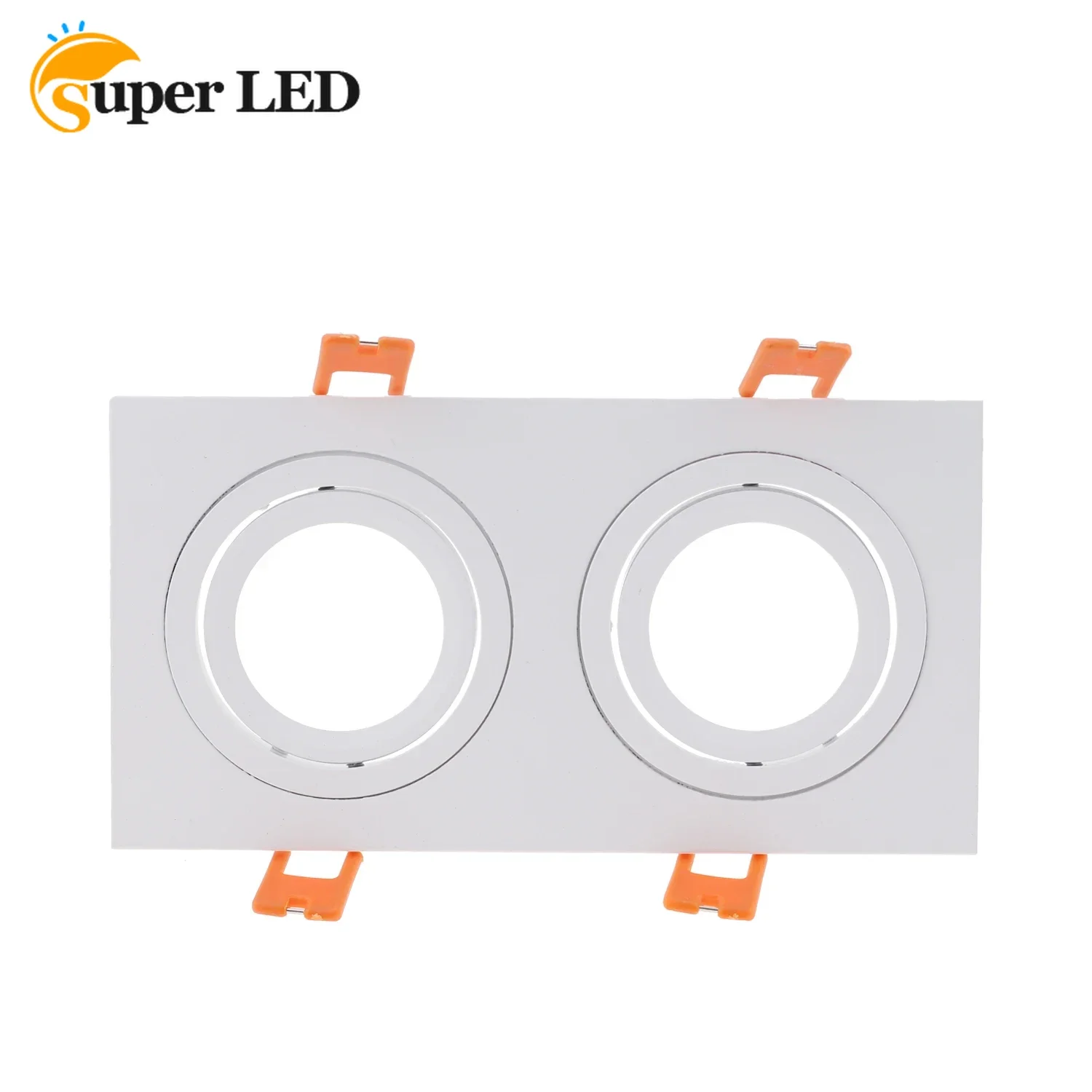 スクエアダブルヘッド取り付け埋め込み式LED天井ランプホルダー、取り付け器具、ランプホルダー、スポットライトフレーム、mr16