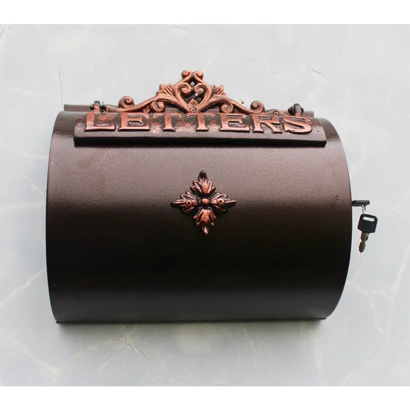 European Style Garden Creative Home Decor Cast Aluminum Wall Mounted Mailbox Vintage Iron Mail Box for Villa House Decoration
