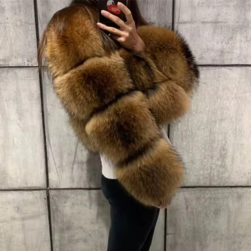 QUEENTINA Reale Cappotto di Pelliccia di Procione Inverno Nuovo Outwears Giacca di Moda da Donna Abbigliamento di Alta Qualità Procione Naturale 2025