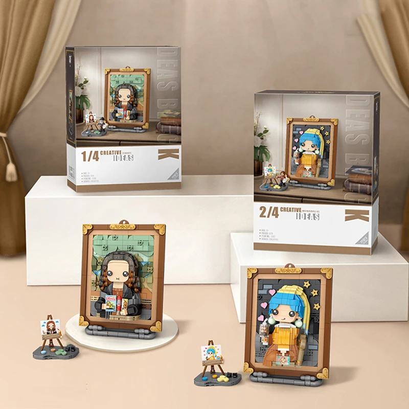 Building Block Toys World Famous Oil Painting Mona Lisa Home Hanging Painting Decorations DIY Children\'s Toys for Friends Gifts