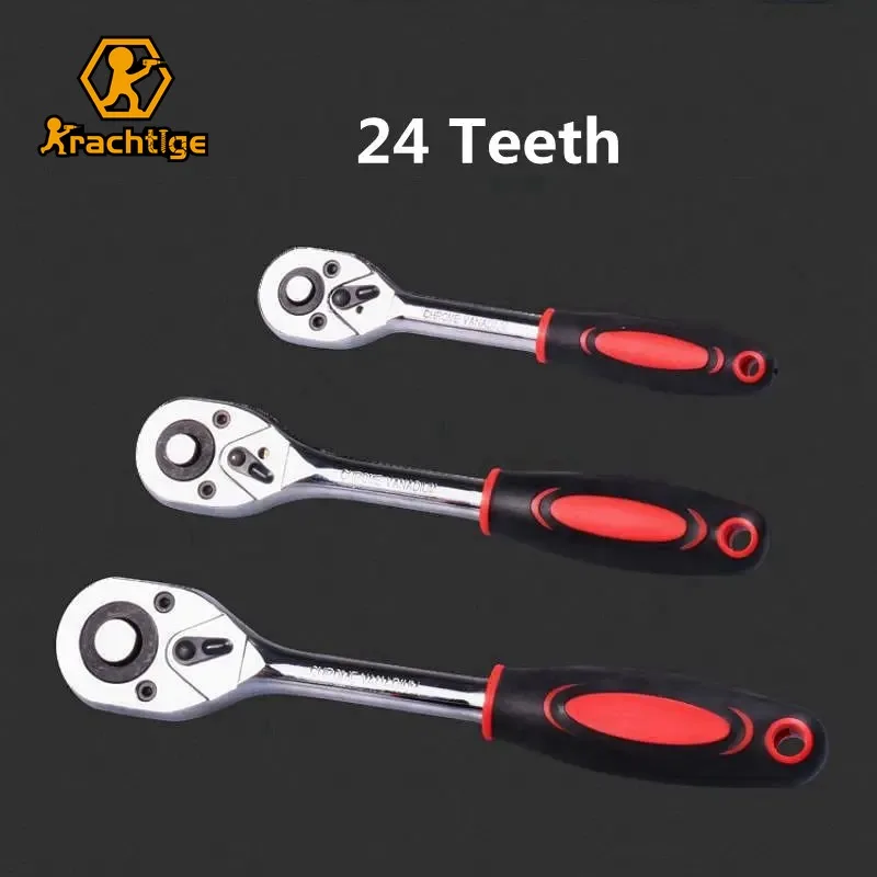 Krachtige 1/4 "3/8" 1/2 "klucz grzechotkowy 24 zęby do gniazda szybkozłączka klucz kwadratowy napęd narzędzia ręczne