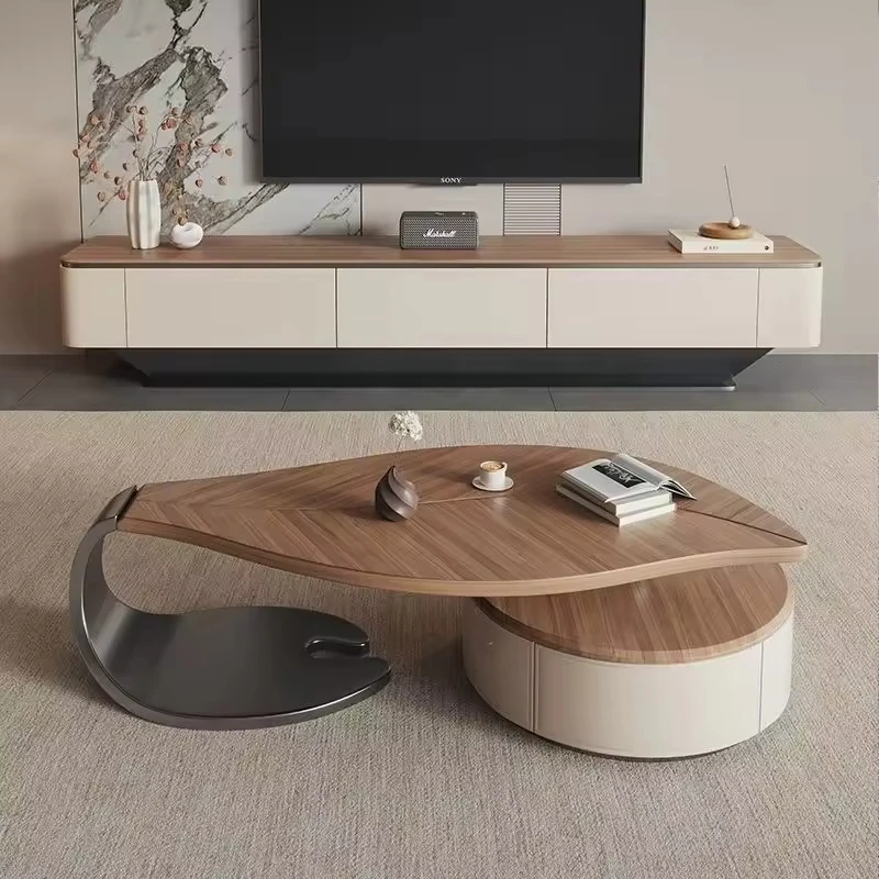 Solid wood high-end Italian leaf coffee table luxury home hotel furniture handmade telescopic coffee table solid wood