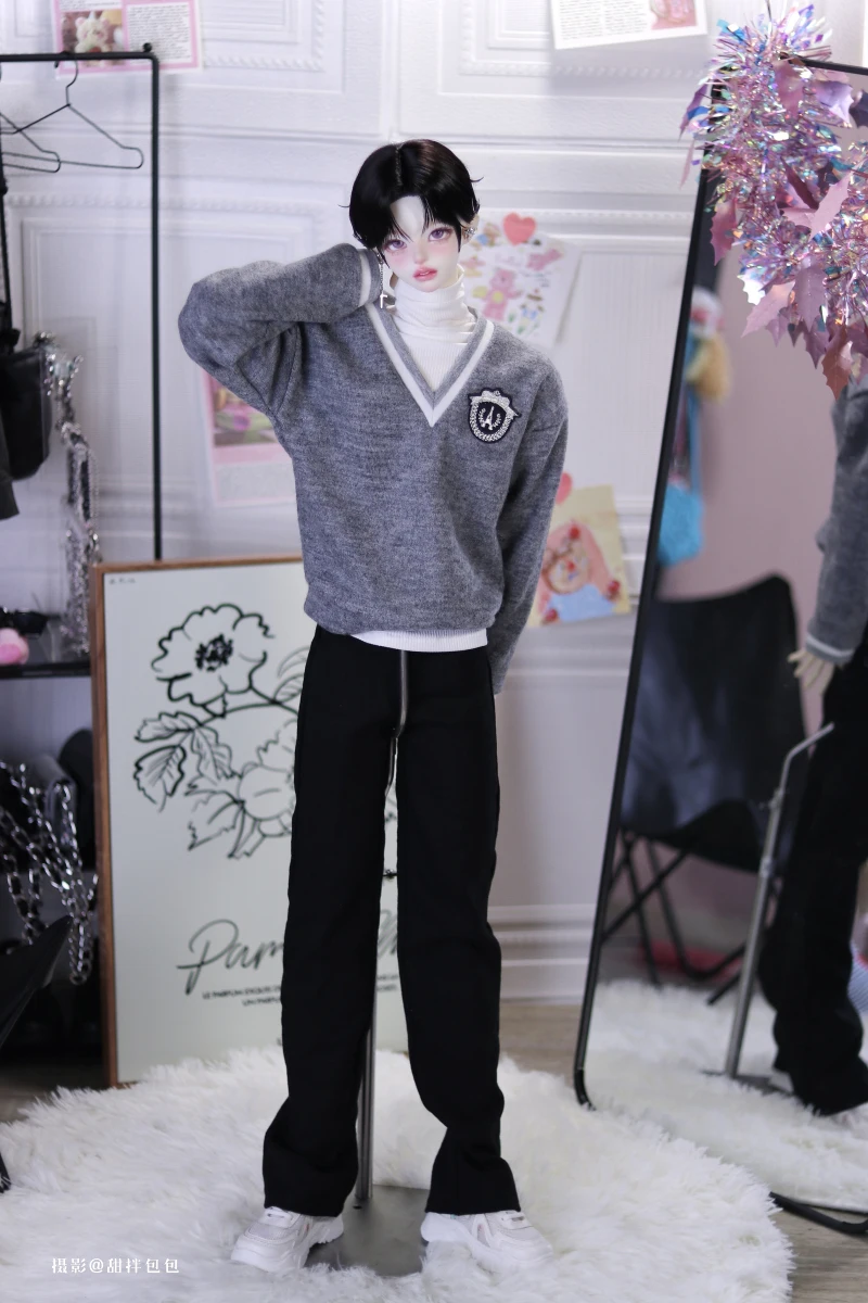 BJD Doll Clothes Suit Including V-neck Shirt Base Shirt Dad Pants For 1/3 BJD SD DD SD17 POPO68 Uncle SSDF ID75 Doll Accessories