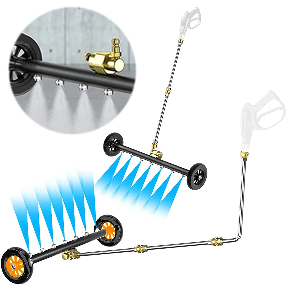 22 Inch High-Pressure Water Broom Extendable 3-Wand Car Chassis High Pressure Washer Car Washing Locomotive Bottom Water Broom
