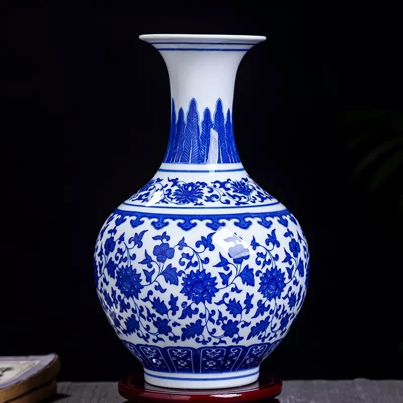 Imagem -02 - Azul e Branco Porcelana Vaso Decoração Sala Flor Arranjo Antigo Artesanato Decorativo Jingdezhen Cerâmica Vasos