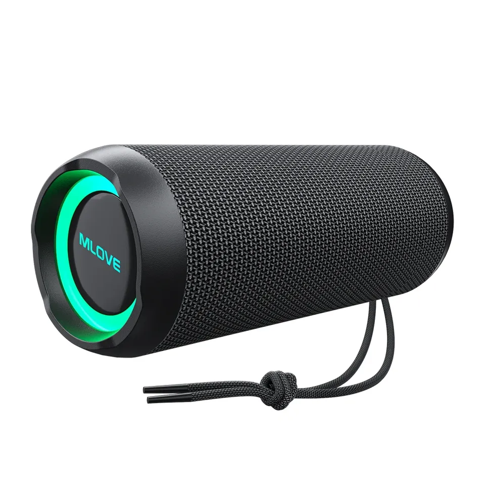 MLOVE E6-L Portable Bluetooth Speaker - Outdoor IPX7 Waterproof One-Touch BassUp Micro SD Card AUX-In Support 37H with RGB Light