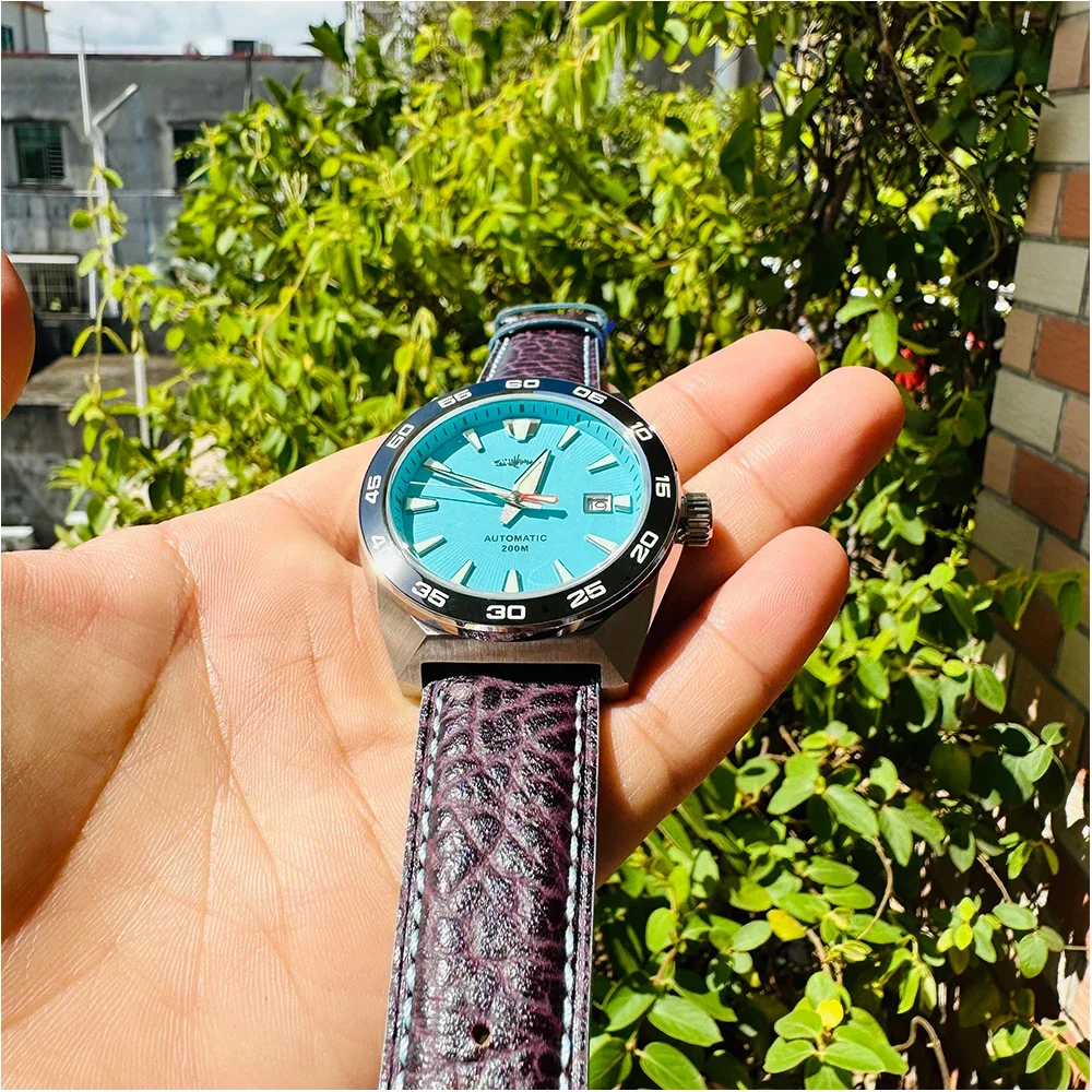 Heimdallr Monster Diver men Watch Frost Blue Dial Sapphire Crystal NH35 Automatic Mechanical 200m Waterproof Full Luminous Watch