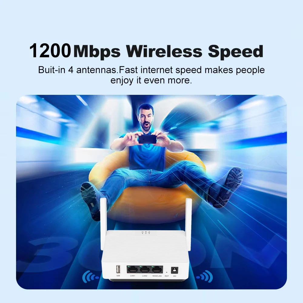 Router WiFi 1200Mbps Dual Band 2.4G/5GHz 802.11AX Penguat Sinyal Nirkabel WPA3 Kartu Jaringan Gigabit Jaringan Mudah untuk Rumah Kantor