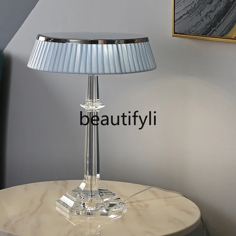 2024 new bedroom art bedside table lamp European crystal lamp